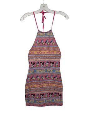 NWT Zara Disney Bodycon Mini Dress Halter Knit Donald Duck Mickey Mouse Party